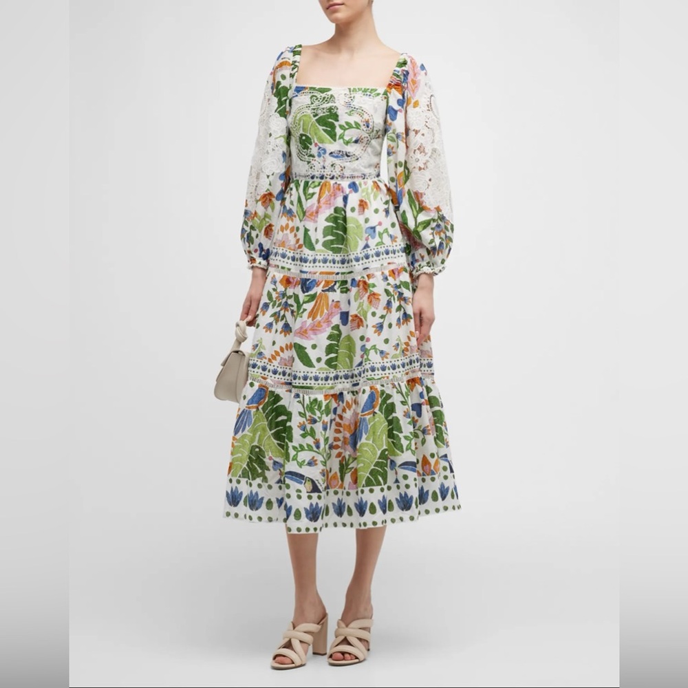 Farm Rio Garden Cotton Midi Dress